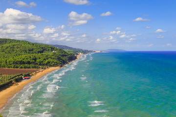 The most beautiful beaches of Apulia: Calenelle Bay in Gargano National Park, Italy. It's a...