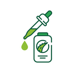 Aloe oil color line icon. Oil made from aloe. Viscous liquid. Moisturizes and nourishes the skin. Skincare. Also used for massage. Pictogram for web page, mobile app, promo. Editable stroke.