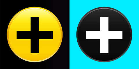 Plus icon flat exclusive button set