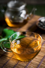 Oolong Pearl Tea in a clear Tea pot