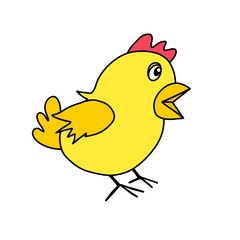 Cute little chick in cartoon style isolated on white background. Single baby man bird. vector