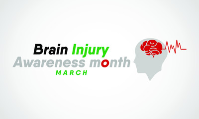 Vector illustration on the theme of National Traumatic Brain Injury awareness month of March.