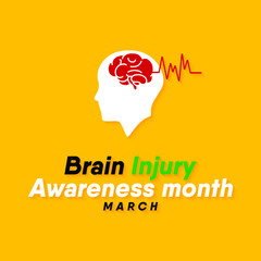 Vector illustration on the theme of National Traumatic Brain Injury awareness month of March.