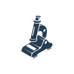 Microscope isometric 3d glyph icon. Medical biological diagnostics, laboratory education. Research concept. Vector illustration flat design. Isolated on background.