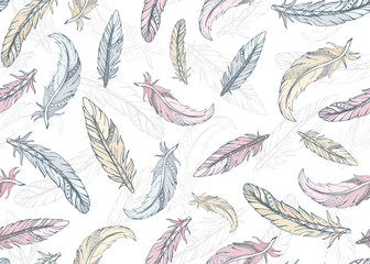 Fototapeta premium seamless pattern with bird feathers