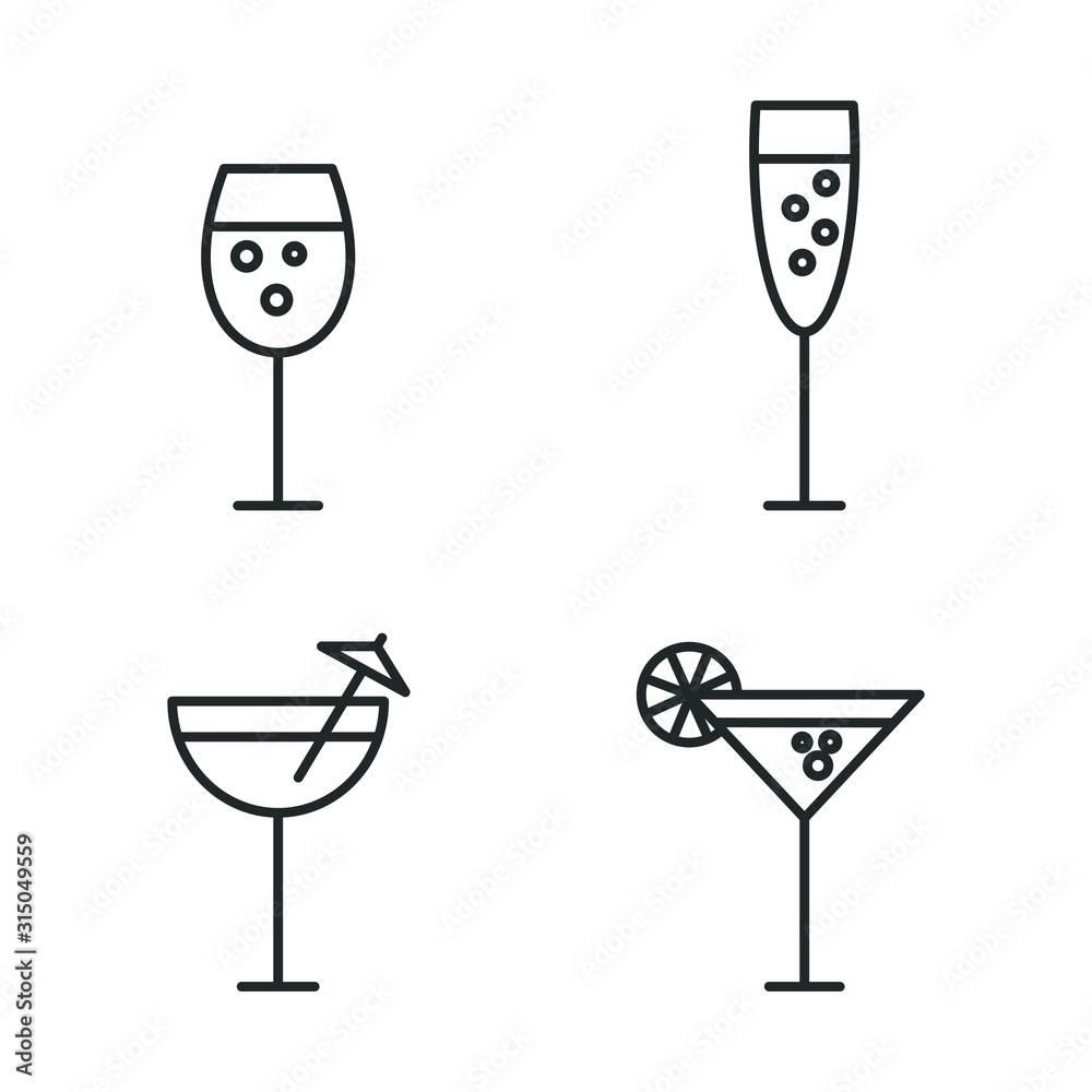 Aufkleber cocktail icon template color editable. cocktail symbol vector sign isolated on white background illu