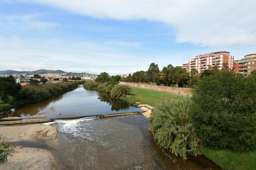 Fototapeta na wymiar River Besos Sant Adria de Besos, Barcelona province, Catalonia, Spain (Photo from the C-31 road bridge)