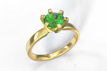polished gold emerald precious ring