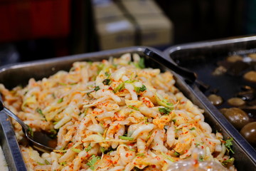 東南アジア、タイの屋台のタイ料理惣菜の店