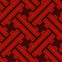 Seamless pattern, Chinese New Year pattern elements, waves, flowers and vintage style, red and black color for banner, poster and design background