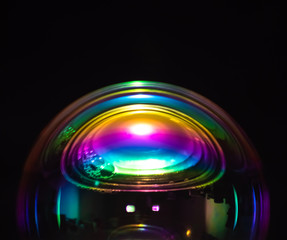 Macro of part of soap sphere on black background