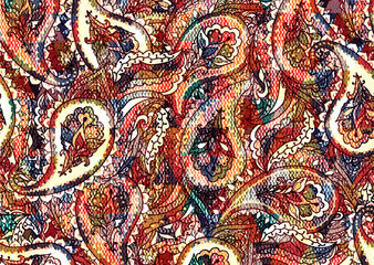 ethnic 3d embroidery pattern on carpet texture