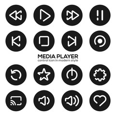 Media player control icon in modern style