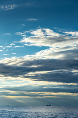 Mediterranean Sea Cloudy Sky Low Horizont Boat