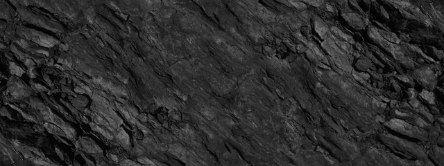 Schilderijen op glas Black grunge background. Abstract stone background. Beautiful mountain texture pattern. Stone grunge banner. Dark gray rock backdrop. © Наталья Босяк