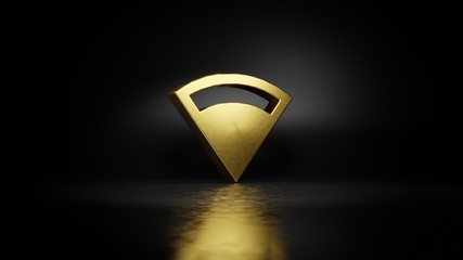 gold metal symbol of connection  3D rendering with blurry reflection on floor with dark background