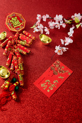 Decorate Chinese new year festival on red