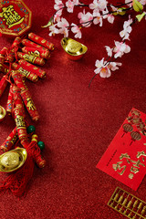 Decorate Chinese new year festival on red