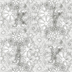 Flower seamless pattern. Monochrome art design element stock vector illustration for web, for print, for fabric print, textile, cover