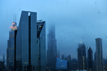 Dubai city views during torrential rains in January 2020