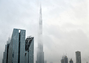 Dubai city views during torrential rains in January 2020