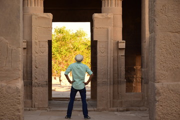 Ancient pharaohs Philae temple in Aswan Egypt in the river nile , old temple have hieroglyphs...