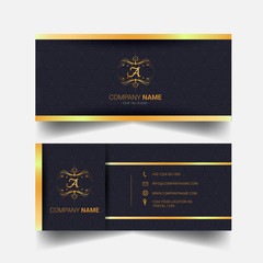 Naklejka premium Elegant business card templates with golden luxury concept.