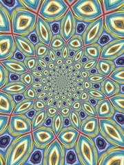 Colorful digital graphic kaleidoscope symmetry mandala style in laser light sunray trial pattern, Tie Dye , spiderweb art abstract background for art projects, banner, business,   card, 3D, template