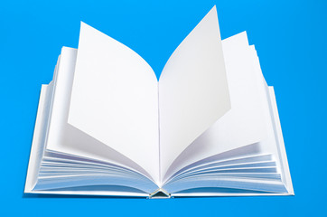 Mockup of opened blank square ctalogue at white design paper background