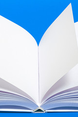 Mockup of opened blank square ctalogue at white design paper background