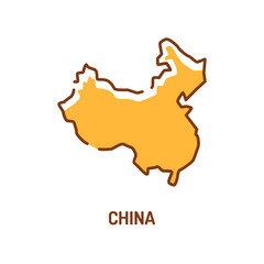 China map color line icon. Border of the country. Pictogram for web page, mobile app, promo. UI UX GUI design element. Editable stroke.