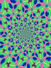 Colorful digital graphic kaleidoscope symmetry mandala style in laser light sunray trial pattern, Tie Dye , spiderweb art abstract background for art projects, banner, business,   card, 3D, template