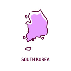South Korea map color line icon. Border of the country. Pictogram for web page, mobile app, promo. UI UX GUI design element. Editable stroke.