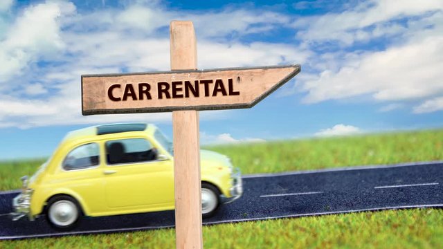 Street Sign the Way to Car Rental