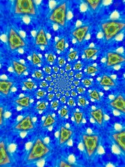 Colorful digital graphic kaleidoscope symmetry mandala style in laser light sunray trial pattern, Tie Dye , spiderweb art abstract background for art projects, banner, business,   card, 3D, template