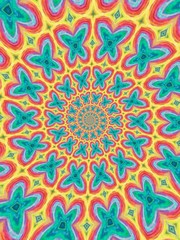 Colorful digital graphic kaleidoscope symmetry mandala style in laser light sunray trial pattern, Tie Dye , spiderweb art abstract background for art projects, banner, business,   card, 3D, template