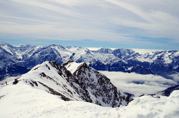 Fototapeta na wymiar Winter landscape captured in French Alps