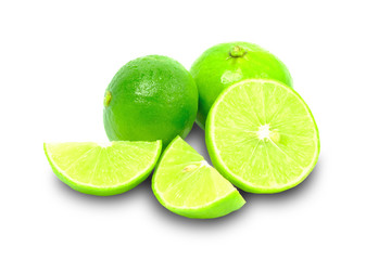 Composition with lime isolated on a white background.