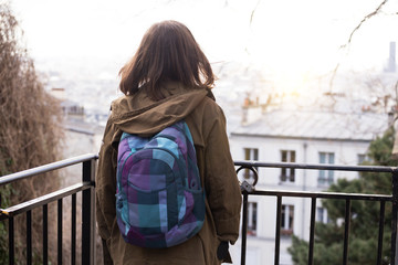 girl looking at paris