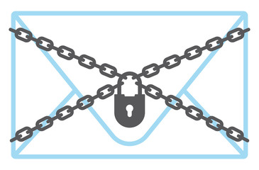 Vector letter protected by chain with padlock. Isolated in white background.
