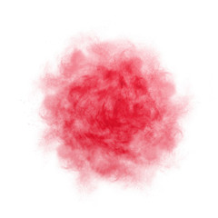 Abstract round cloud of red powder.