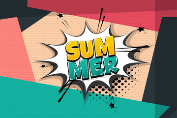 Summer comic text speech bubble pop art