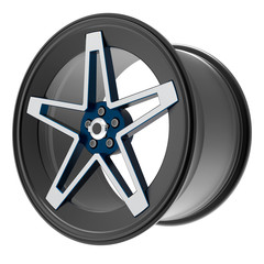 Obraz premium 3D render of a aluminium car wheel isolated on white background