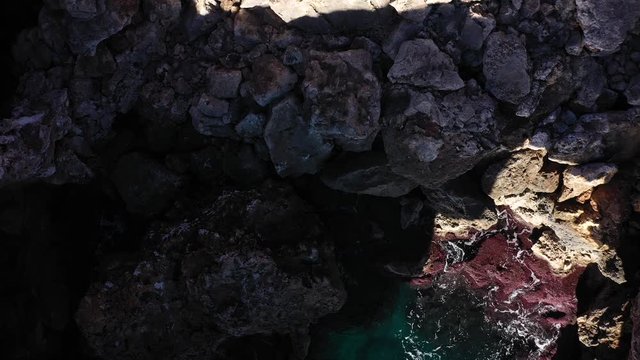 The Cala Varques lagoon in Mallorca, view from the drone