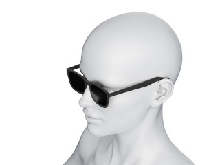 3d rendered illustration of an abstract white female head with sunglasses
