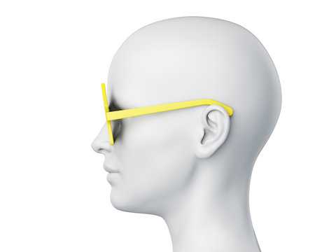 3d rendered illustration of an abstract white female head with sunglasses
