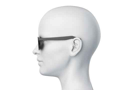 3d rendered illustration of an abstract white female head with sunglasses