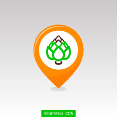 Artichoke flat pin map icon. Vegetable vector