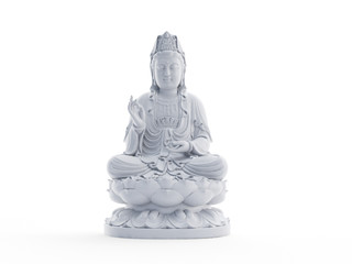 3d rendered object illustration of an abstract white buddha statue
