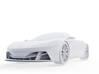 3d rendered object illustration of an abstract white sports car